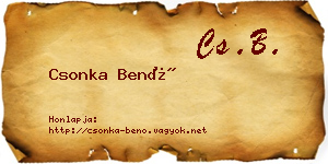 Csonka Benő névjegykártya